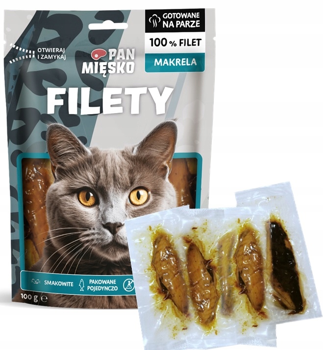 Przysmak dla kota Pan Mięsko Filety Makrela 100g