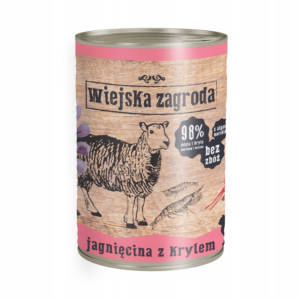 Wiejska Zagroda Jagnięcina z Krylem 400g puszka dla kota