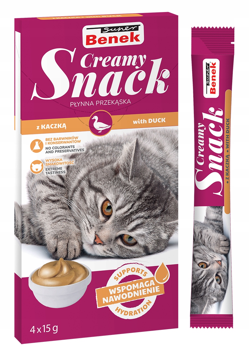 Super Benek Creamy Snack przekąska dla kotów z kaczką (4&#215;15 g)