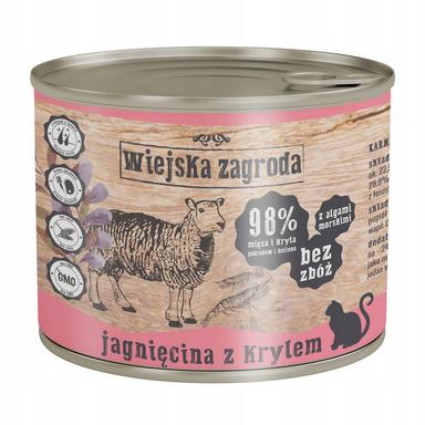 Wiejska Zagroda dla kota Jagnięcina z Krylem 200g puszka