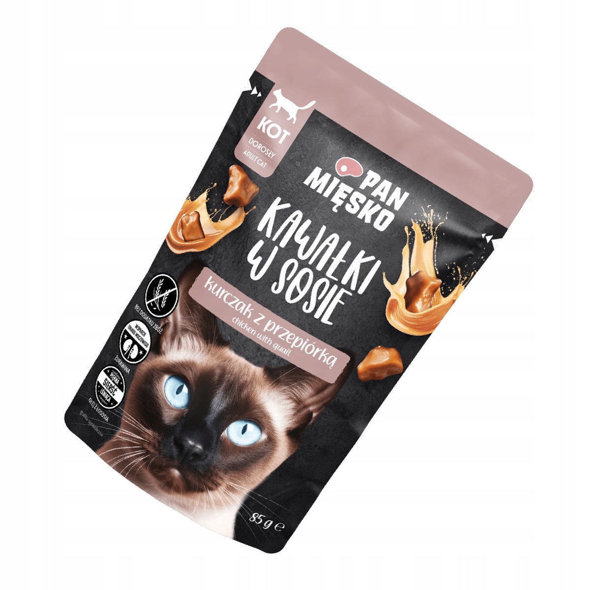 Pan Mięsko Karma mokra dla kota Kawałki w sosie Kurczak z przepiórką 85g