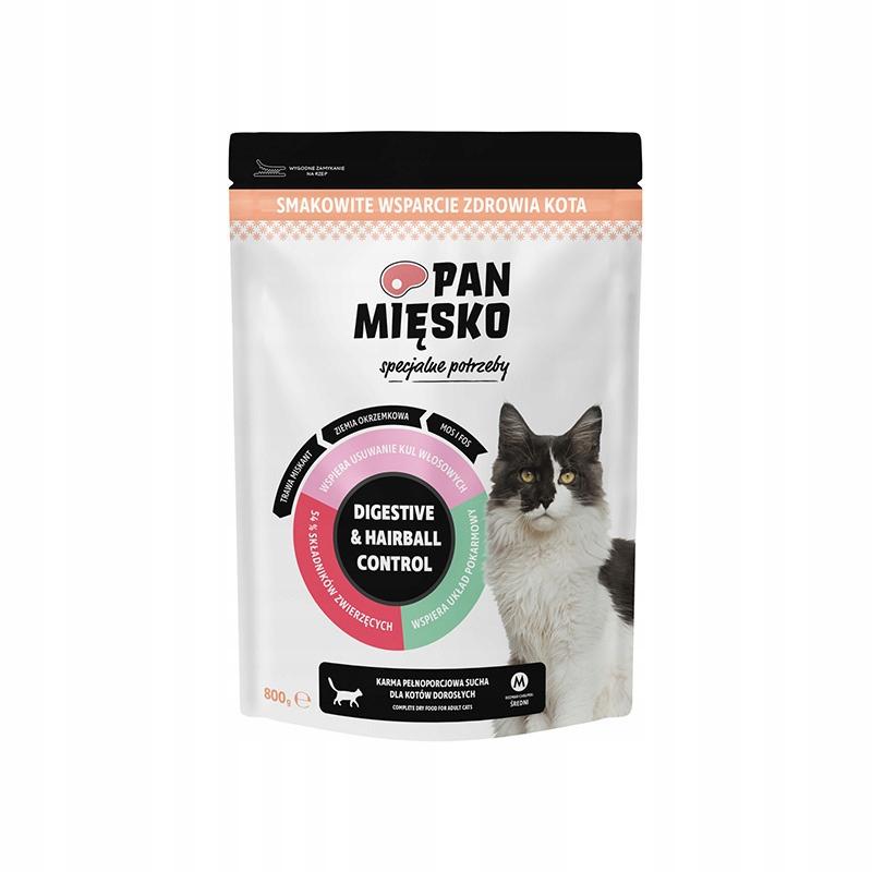 Pan Mięsko dla kota karma sucha Digestive&amp;Hairball Control 800g