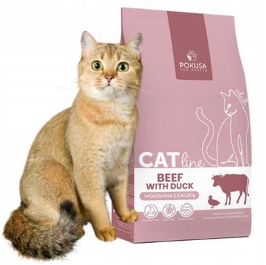 POKUSA Karma bezzbożowa sucha dla Kotów CatLine Wołowina z Kaczką 1kg