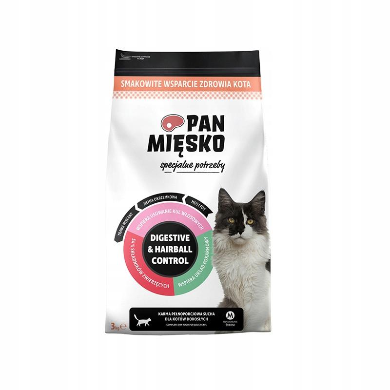 Pan Mięsko dla kota karma sucha Digestive&amp;hairball Control 3kg