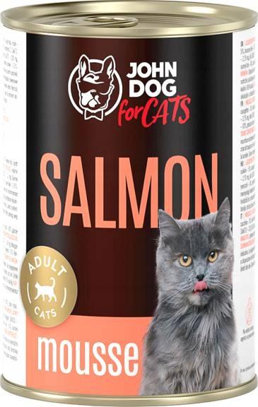 John Dog For cats Mousse łosoś mus 400g MONOBIAŁKOWA KARMA DLA KOTA