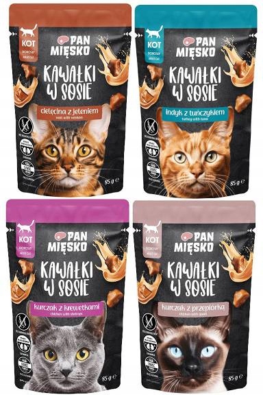 Pan Mięsko Karma mokra dla kota Kawałki w sosie Kurczak z przepiórką 85g