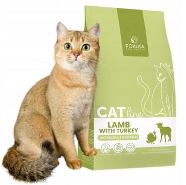 POKUSA Karma bezzbożowa sucha dla Kotów CatLine Jagnięcina z Indykiem 1kg