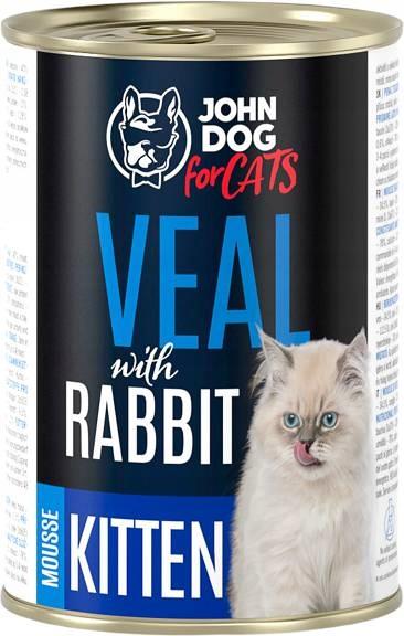 John Dog for Cats dla kociąt mokra karma Mus Cielęcina i Królik 400g