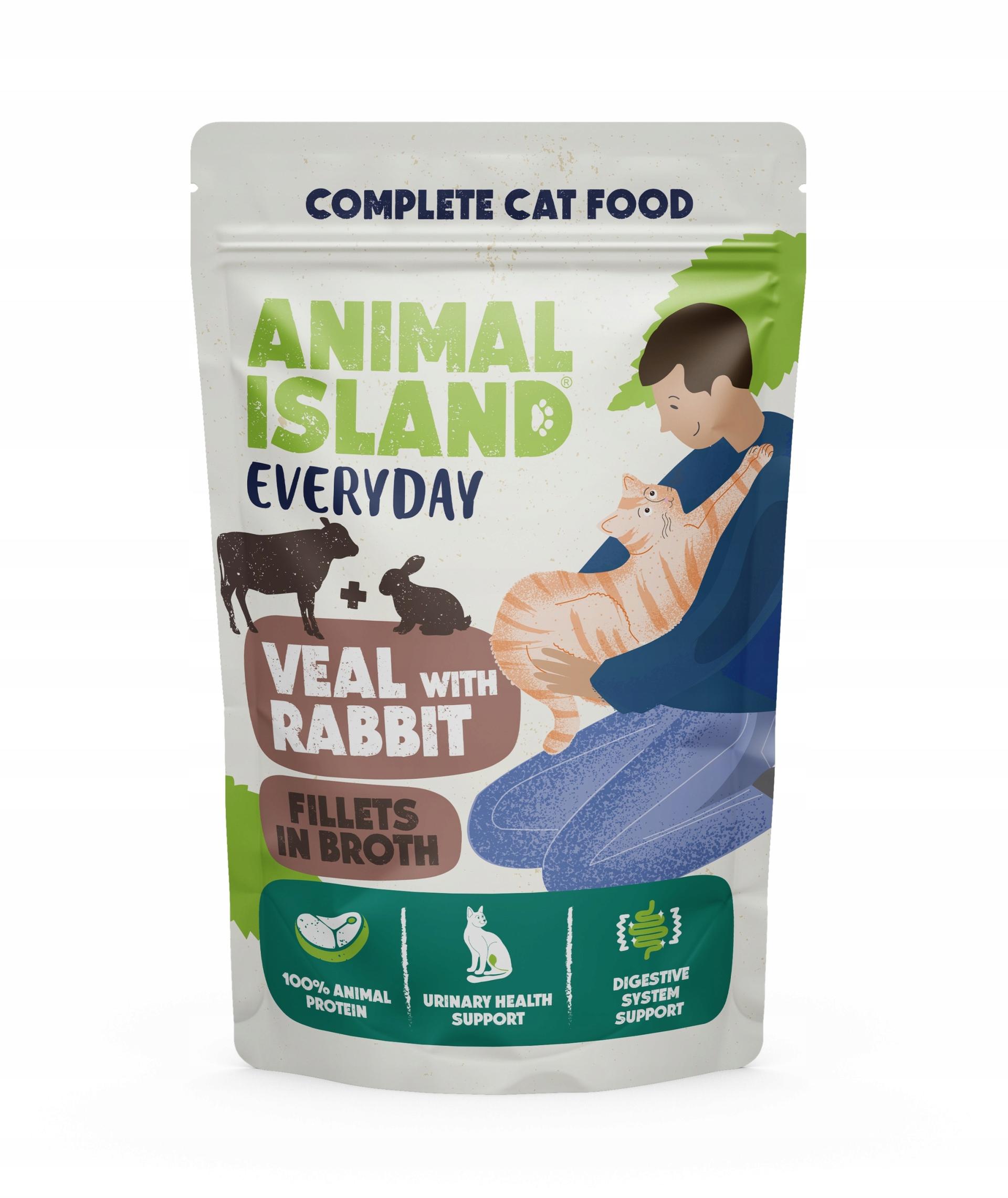 Animal Island dla Kota Saszetki 4 pak, 2xCielęcina/Królik &amp; 2xIndyk/Tuńczyk