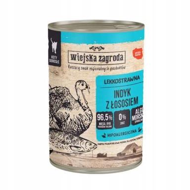 Wiejska Zagroda karma mokra Indyk z łososiem 400g dla kota