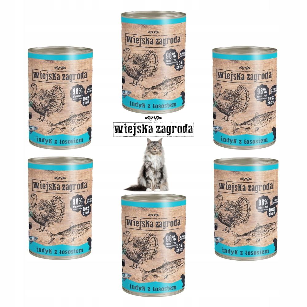 Karma dla kota indyk łosoś 400g Wiejska Zagroda