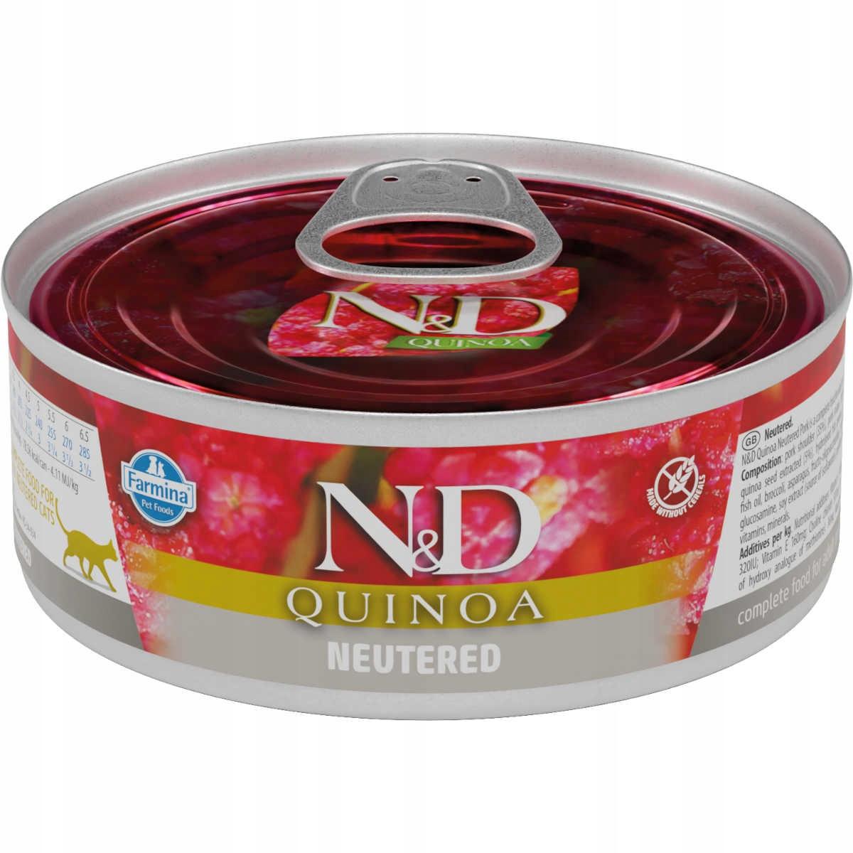 N&amp;D CAT QUINOA PORK NEUTERED 80 GR