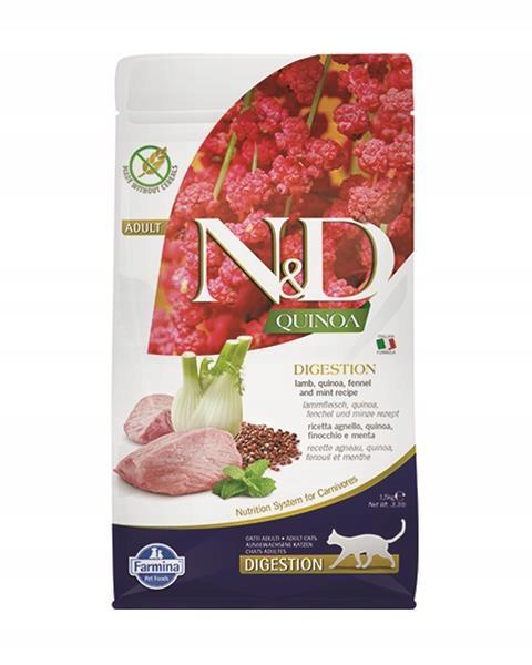 N&amp;D CAT QUINOA DIGESTION LAMB, FENNEL ADULT KG 1,5