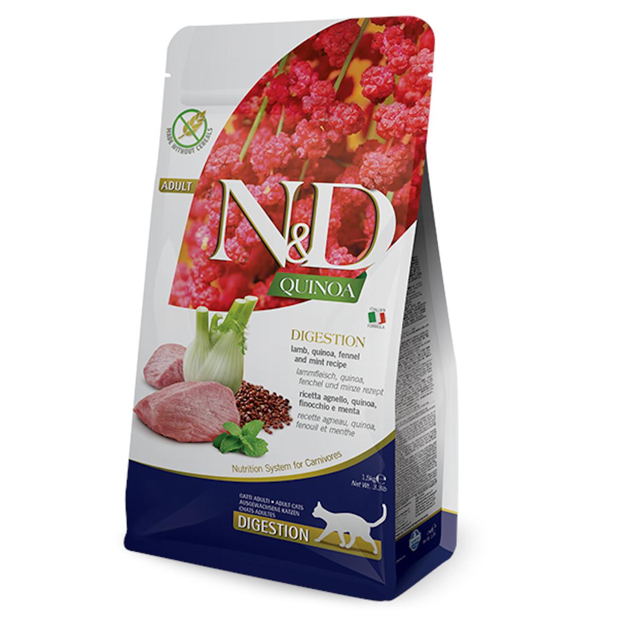 N&amp;D CAT QUINOA DIGESTION LAMB, FENNEL ADULT KG 1,5