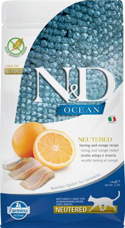 N&amp;D OCEAN CAT HERRING &amp; ORANGE NEUTERED ADULT 1,5 KG