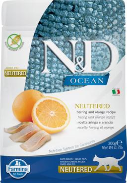 N&amp;D OCEAN CAT HERRING &amp; ORANGE NEUTERED ADULT 300 GR