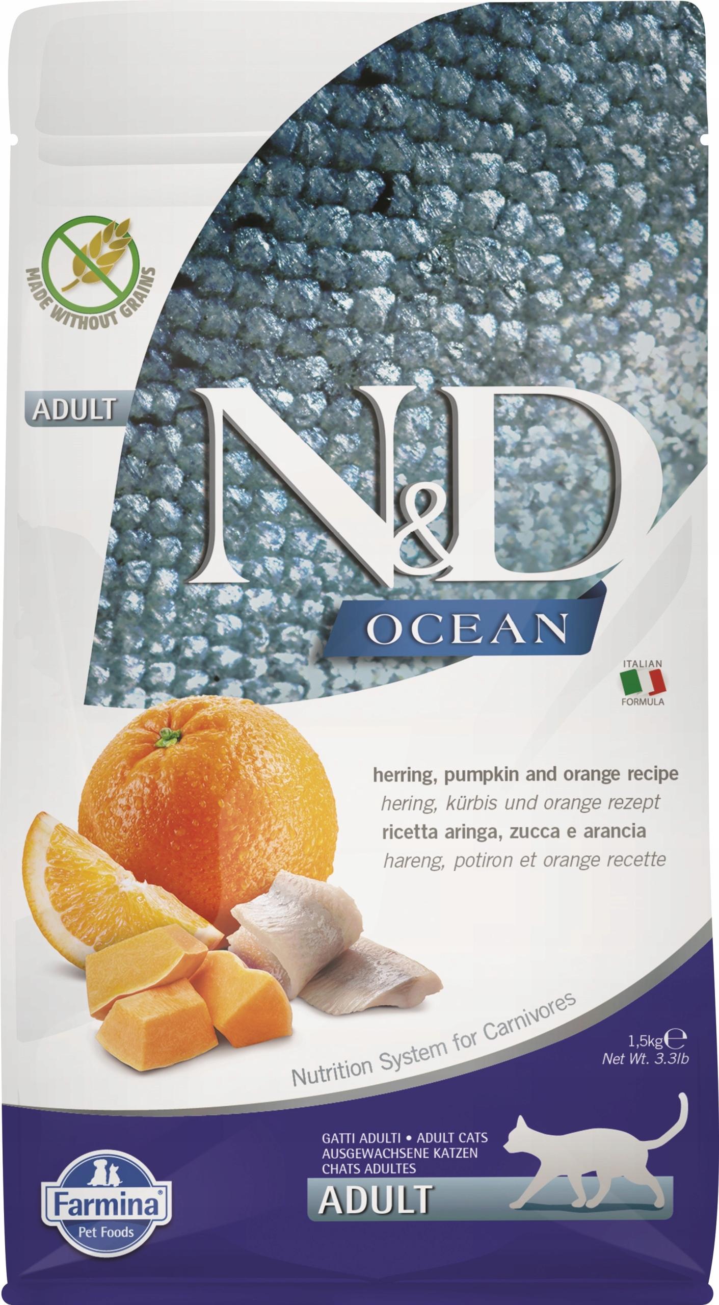 N&amp;D OCEAN CAT HERRING PUMPKIN AND ORANGE ADULT 1.5 KG