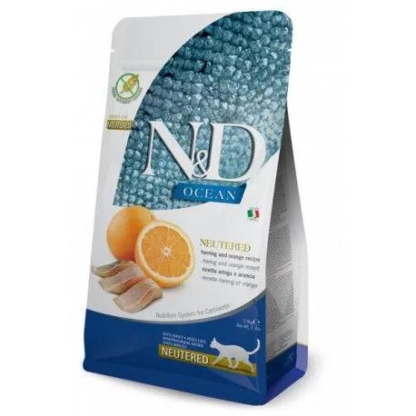 N&amp;D OCEAN CAT HERRING &amp; ORANGE NEUTERED ADULT 1,5 KG