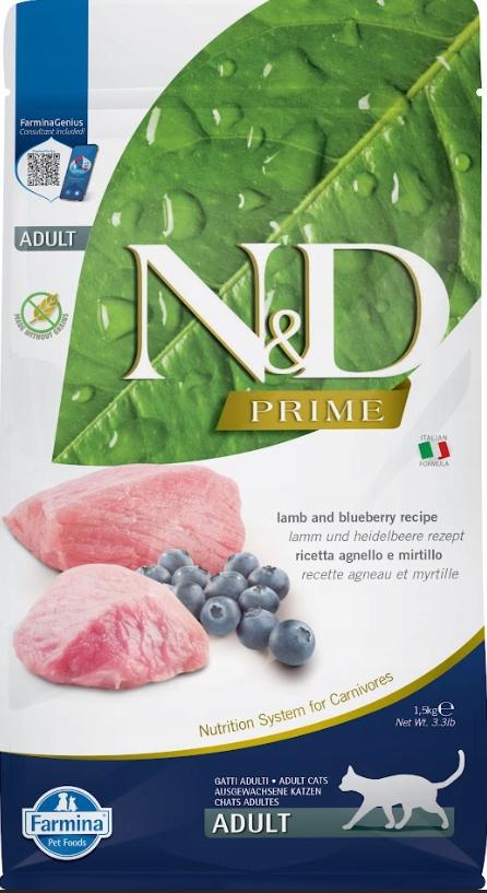N&amp;D PRIME CAT LAMB &amp; BLUEBERRY ADULT 1.5KG