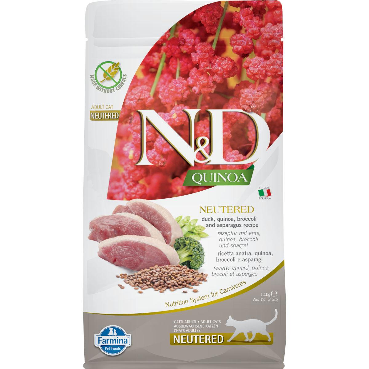 N&amp;D QUINOA CAT DUCK BROCCOLI ASPARAGUS NEUTERED ADULT 1,5 KG