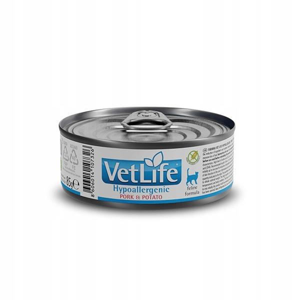VET LIFE NATURAL DIET CAT HYPOALLERGENIC PORK &amp; POTATO 85GR
