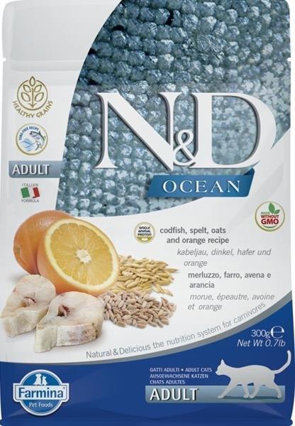 N&amp;D OCEAN CAT CODFISH, SPELT, OATS AND ORANGE ADUL 300G