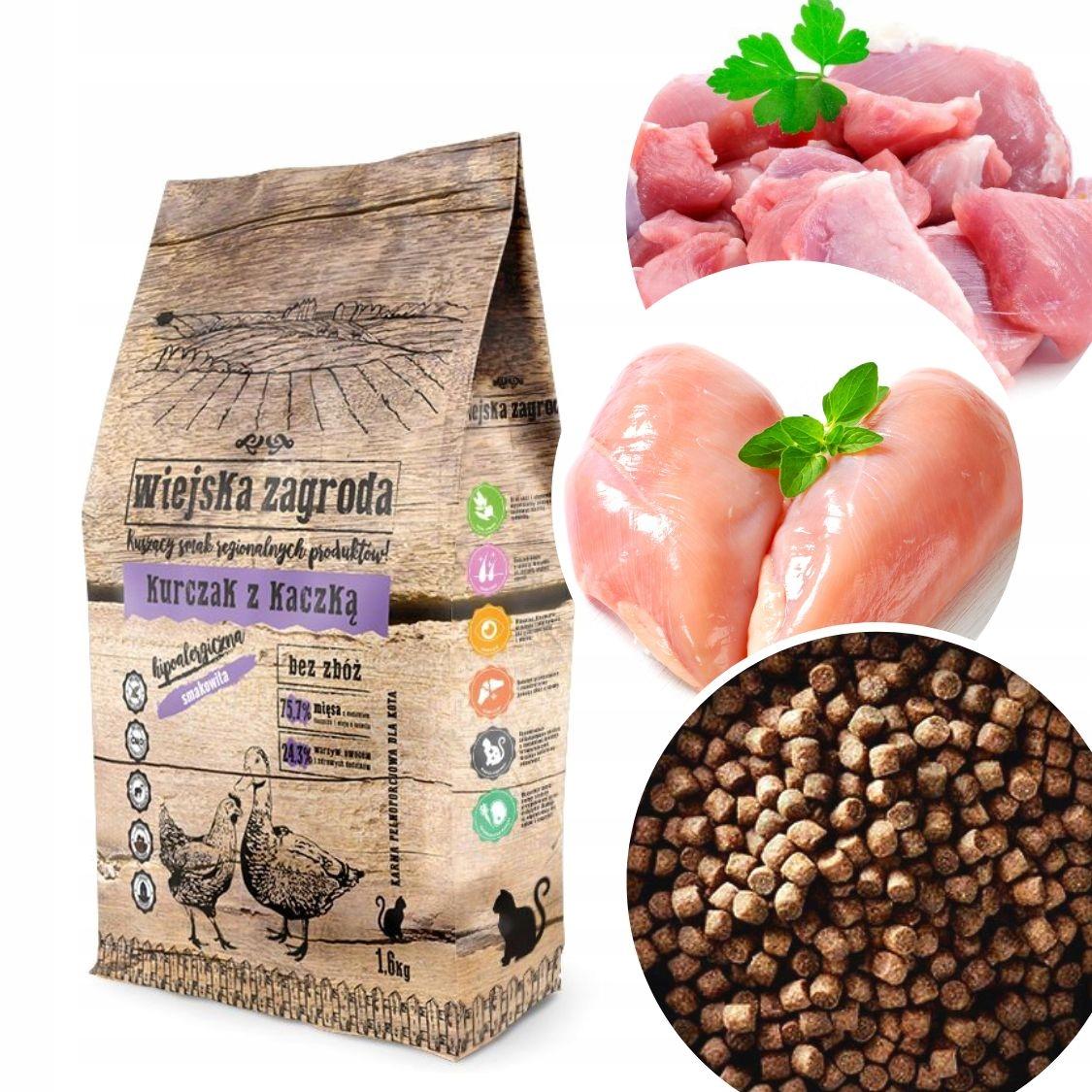 Wiejska Zagroda karma sucha dla kota kurczak z kaczką 1,6kg