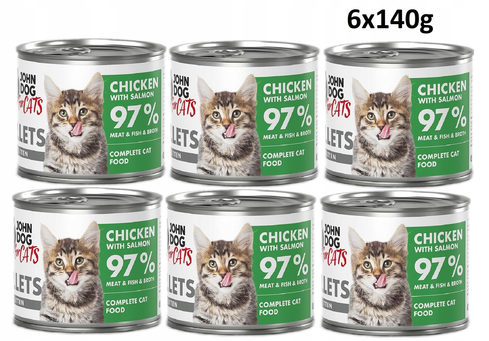 Karma mokra dla kociąt John Dog for Cats Filety Kurczak z łososiem  140g