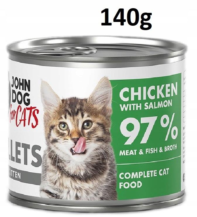 Karma mokra dla kociąt John Dog for Cats Filety Kurczak z łososiem  140g