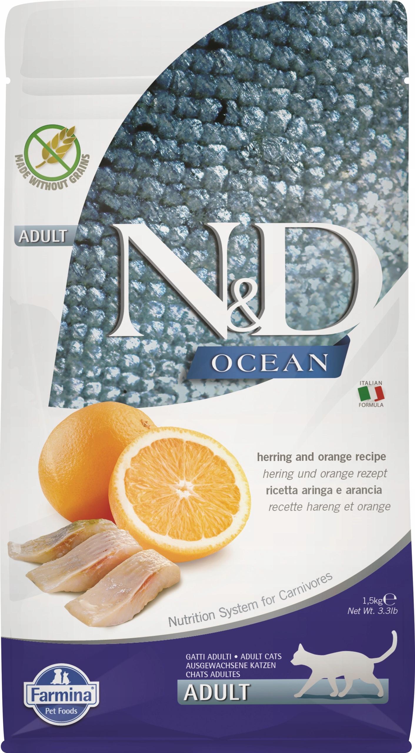 N&amp;D OCEAN CAT HERRING AND ORANGE ADULT 1.5KG