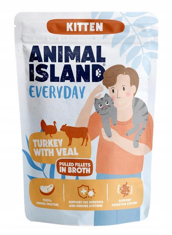 Aniaml Island Saszetka dla kociąt Indyk/Cielęcina 85g