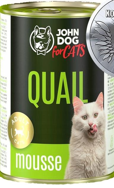 Karma mokra dla kotów John Dog for Cats bezzbożowa przepiórka 400 g