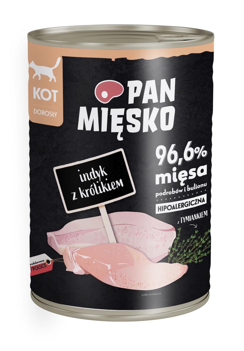Pan Mięsko karma mokra dla kota Indyk z królikiem 400g Pan Mięsko karma mokra dla kota Indyk z królikiem 400g