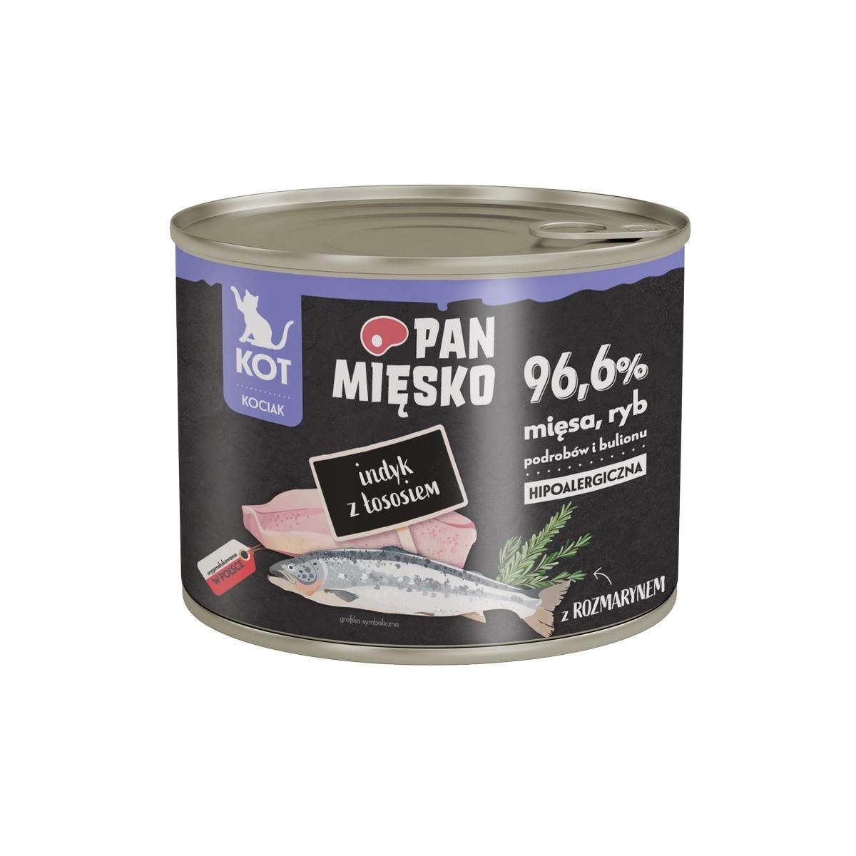 Pan Mięsko mokra karma dla KOCIĄT Indyk z łososiem 200g Pan Mięsko mokra karma dla KOCIĄT Indyk z łososiem 200g
