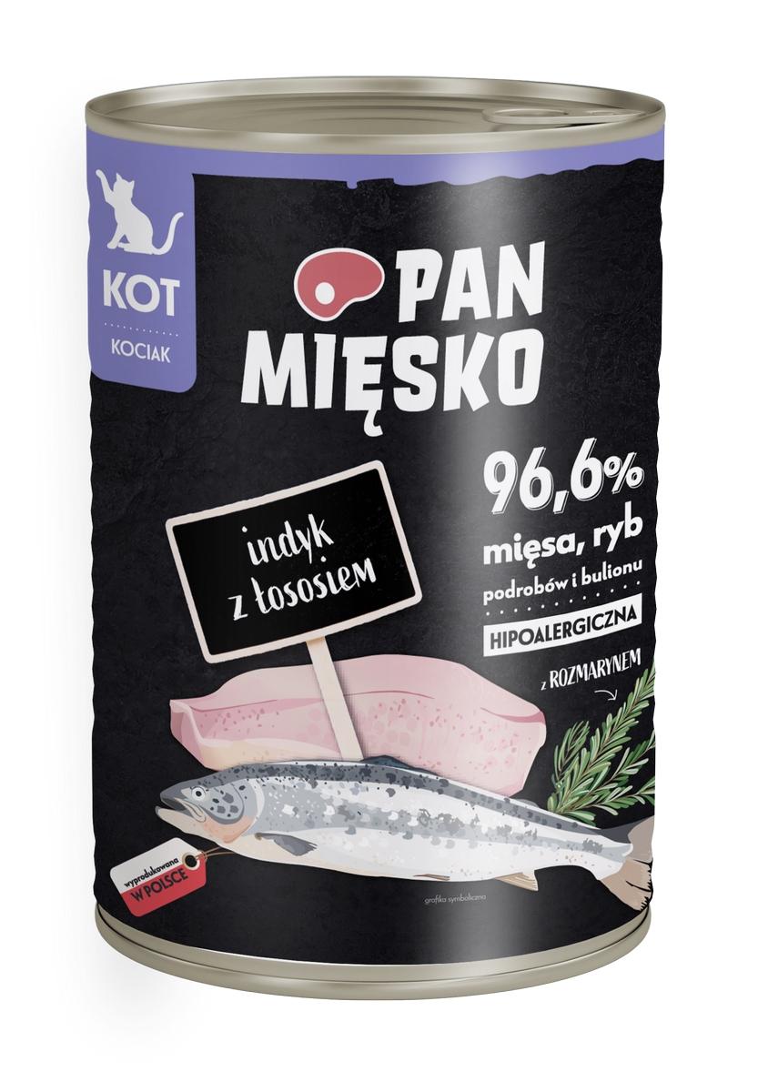 PAN MIĘSKO INDYK Z ŁOSOSIEM DLA KOCIĄT 400G PAN MIĘSKO INDYK Z ŁOSOSIEM DLA KOCIĄT 400G