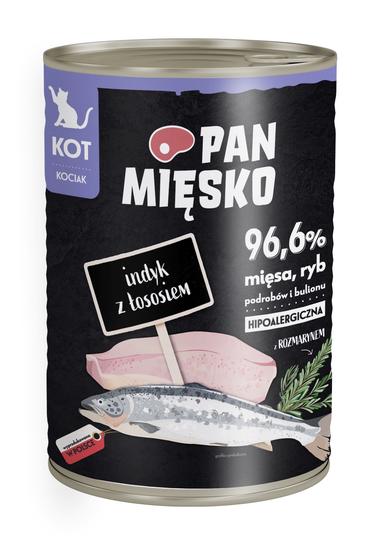 PAN MIĘSKO INDYK Z ŁOSOSIEM DLA KOCIĄT 400G PAN MIĘSKO INDYK Z ŁOSOSIEM DLA KOCIĄT 400G
