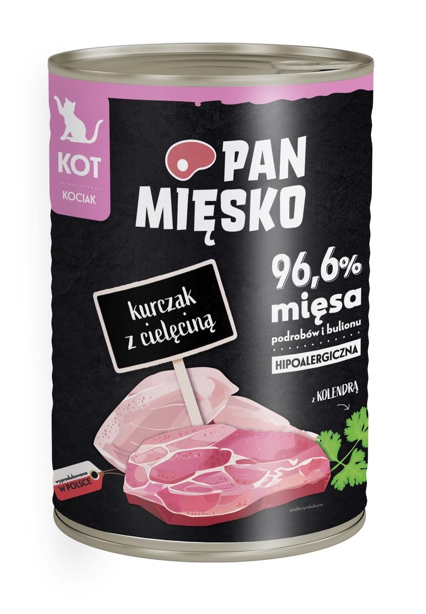 Pan Mięsko mokra karma dla KOCIĄT Kurczak z cielęciną 400g Pan Mięsko mokra karma dla KOCIĄT Kurczak z cielęciną 400g