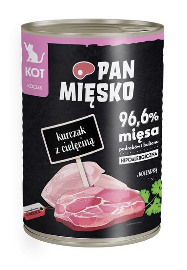Pan Mięsko mokra karma dla KOCIĄT Kurczak z cielęciną 400g Pan Mięsko mokra karma dla KOCIĄT Kurczak z cielęciną 400g