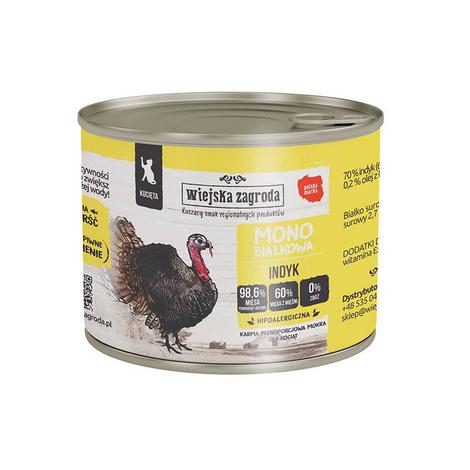 Wiejska Zagroda mokra karma monobiałkowa dla kota junior indyk 200 g Wiejska Zagroda mokra karma monobiałkowa dla kota junior indyk 200 g