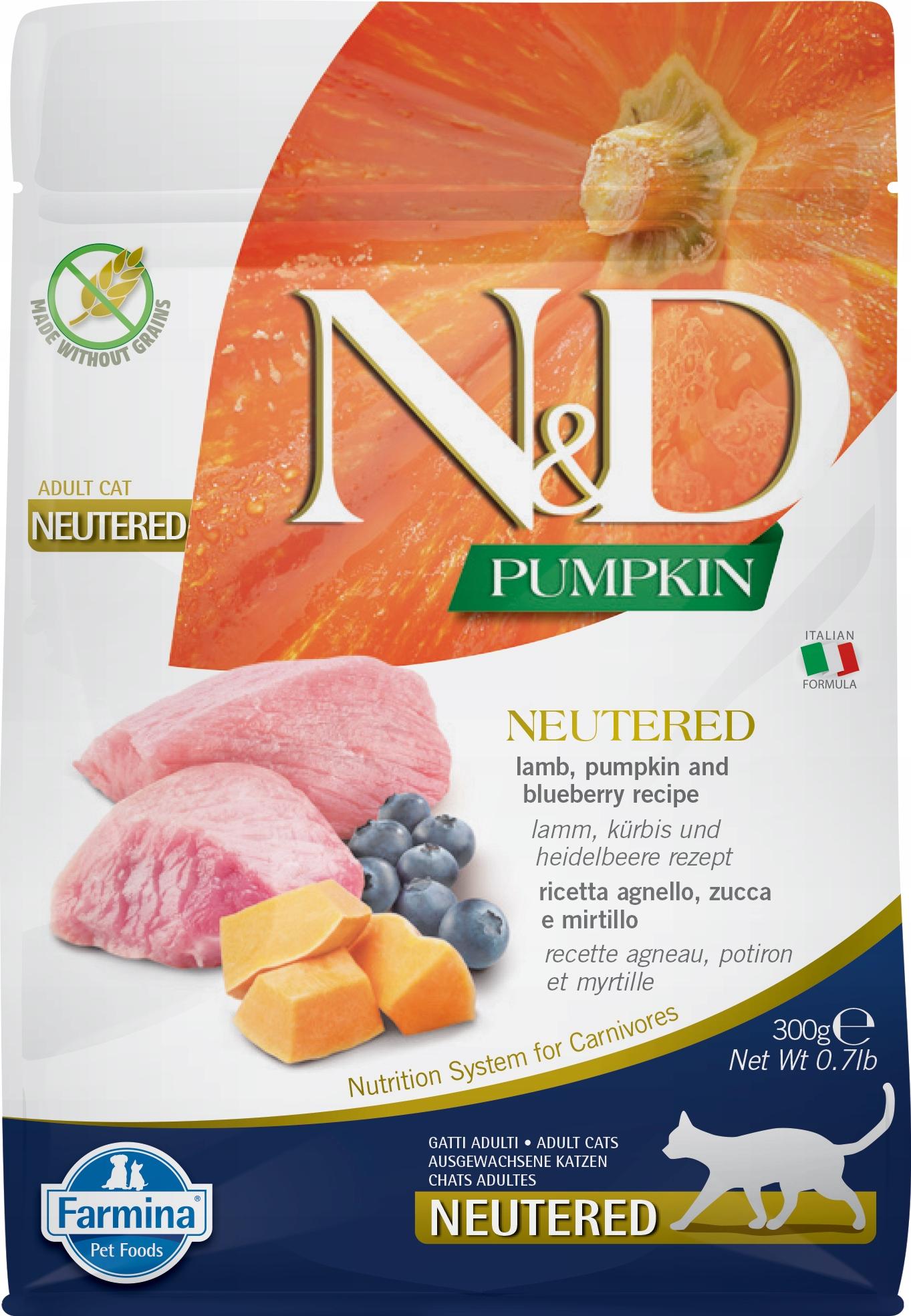 N&D PUMPKIN CAT LAMB & BLUEBERRY NEUTERED ADULT 300 GR N&D PUMPKIN CAT LAMB & BLUEBERRY NEUTERED ADULT 300 GR
