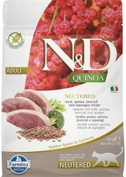 N&D QUINOA CAT DUCK, BROCOLLI & ASPARAGUS NEUTERED ADULT 300 GR N&D QUINOA CAT DUCK, BROCOLLI & ASPARAGUS NEUTERED ADULT 300 GR