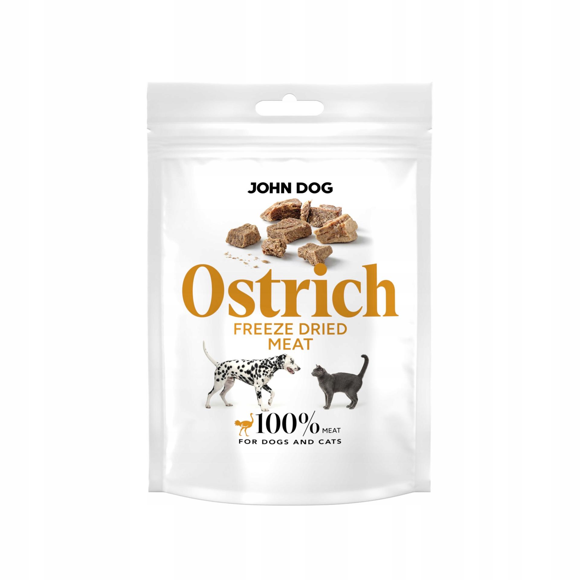 Liofilizowany przysmak dla psa i kota Struś 30 g John Dog Freeze Dried Liofilizowany przysmak dla psa i kota Struś 30 g John Dog Freeze Dried