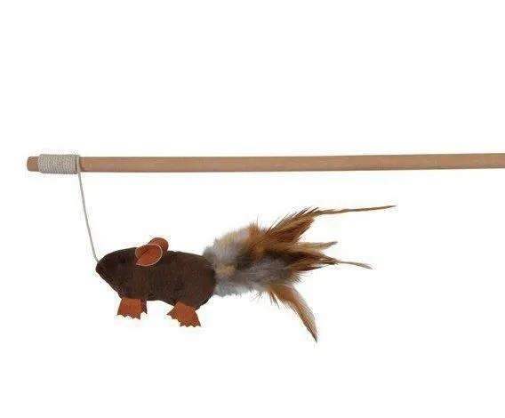Wędka Mysz z piórami 50 cm ciemny brąz Wędka Mysz z piórami 50 cm ciemny brąz