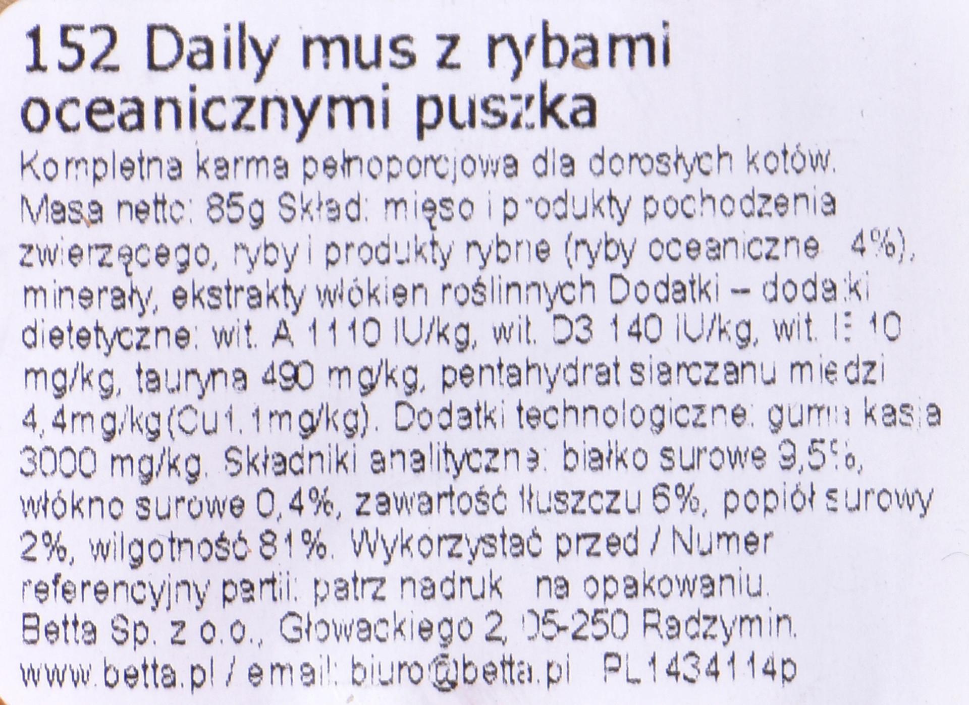ALMO DAILY RYBY OCEANICZNE 85g ALMO DAILY RYBY OCEANICZNE 85g